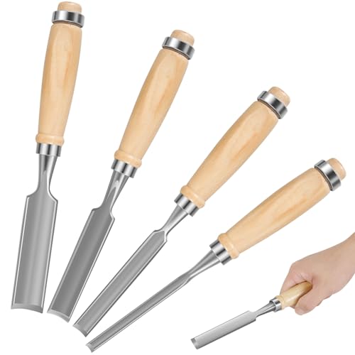 4Pcs Wood Carving Gouges, Half-Round Chisel Knife, Carbon Steel Wood Carving Tools for Woodworking, 1/4