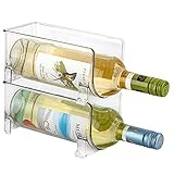 JINAMART Set of 2 Stackable Wine Storage Rack | Counter Top Wine Holder | Free Standing Organizer for Refrigerator or Kitchen Countertops (Holds 2 Bottles)