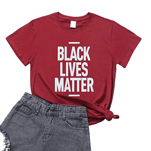 Vanbuy Black Lives Matter T Shirt for Women Kindness Inspirational Short Sleeve Graphic Tee Christian Shirts Tops Z595-T11341-Burgundy-L