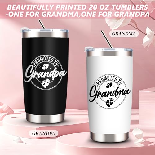 Promoted To Grandparents Gifts, New Grandparent Gift with Promoted To Grandma and Grandpa 20 Oz Tumbler Set, Pregnancy Announcement for Grandparents, First Time Grandparents Gifts, Christmas Gift - Image 4