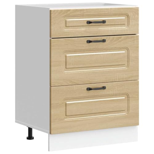 vidaXL Armoire de Cuisine Kalmar chêne Sonoma Bois d'ingénierie, Meuble d'évier, Meuble de Cuisine avec tiroir, Meuble de Cuisine à tiroir