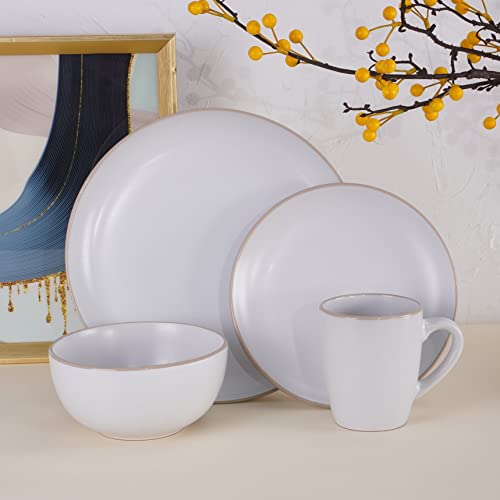16 Piece Dinnerware Set, Stoneware Dish Set Service For 4, Kitchen Plates And Bowls Set With Mugs,White Dinnerware Set #TOP3