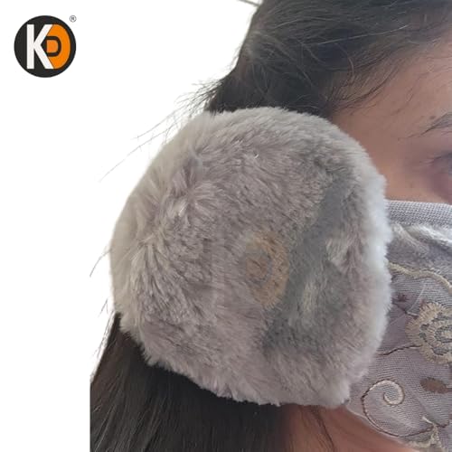 Image of K D Women & Girls Warm Winter Mask with Earmuffs | Flannel + Cotton Face Cover | Reusable, Washable & Breathable | Cold, Wind & Dust Protection | Pack of 1 (Random Color)