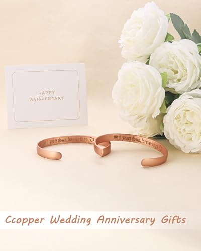 MagEnergy 7 Year Anniversary Copper Gifts for Him Her Couples, Copper Bracelet for Men Women (2Pcs), 7th Wedding Anniversary Copper Jewelry Gift for Wife Husband, Engraved Adjustable Cuff for Loved One4