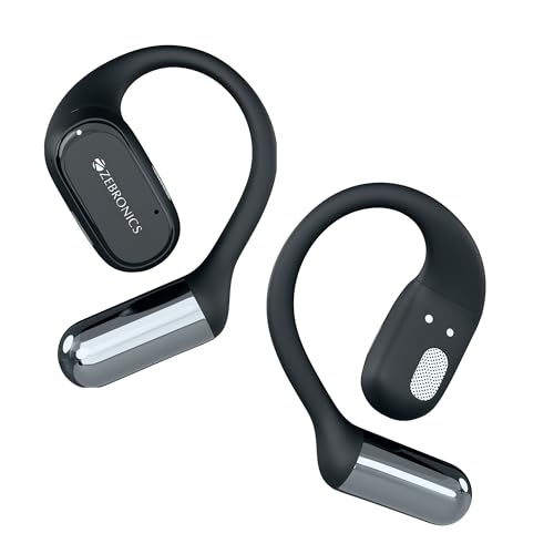 Image of ZEBRONICS PODS O, Wireless Open-Ear Earbuds, OWS, 40 Hrs Backup, Neodymium Drivers, Ultra Comfort Fit, Quad MIC ENC, Rapid Charging, Bluetooth, Dual Pairing, Flash Connect, Low Latency Gaming (Black)