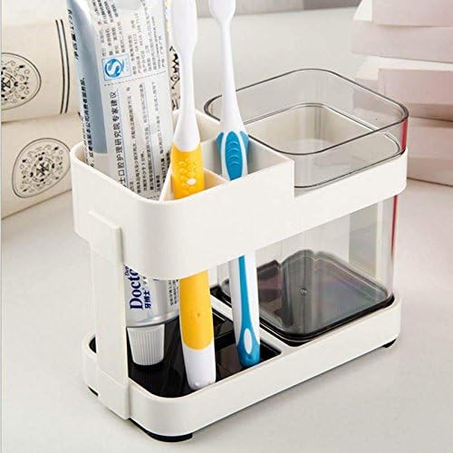 Xmart India Plastic Bathroom Toothbrush and Toothpaste Holder Stand | Bathroom Organizer | Multipurpose Toothbrush Organizer |Bathroom Organiser Without Drill(1 Pc)