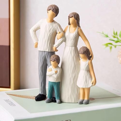 Image of Family of 4 Figurines | Resin Family Sculpture Showpiece for Home Decor | Modern Centerpiece for Living Room Bedroom and Office for Family Anniversary & Birthday Celebrations