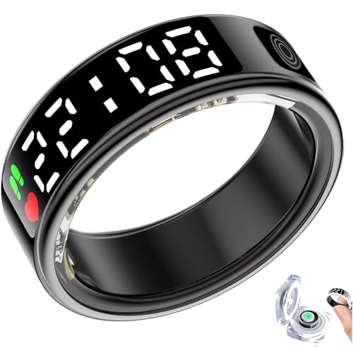 Bague Connectée Gulemfy 2026 – Écran LED, IP68, Cardio/SpO2/sommeil, IOS/Android – 8 Tailles