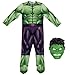 Marvel Hulk Official Youth Halloween Costume - Premium Quality Padded Jumpsuit with Plastic Mask (Size Small) Green