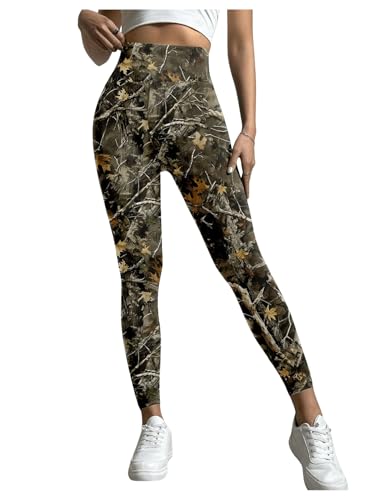 Leggings elásticos de camuflaje de cintura alta anti-transparencias para entrenamiento de mujer