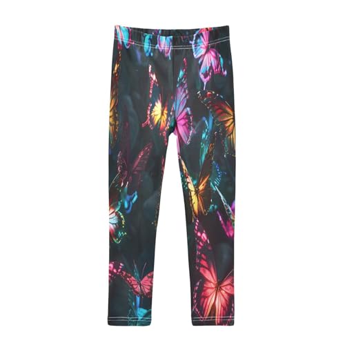 Bolaz Toddler Girls Leggings Printed Yoga Pants Leggings Colorful Glowing Butterflies for Kids