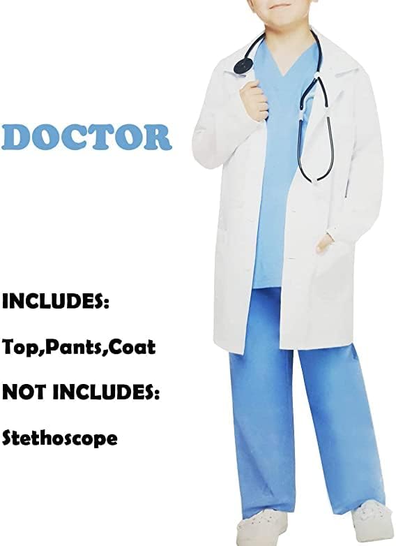 NEW DANCE Doctor Costume for Kids - Lab Coat for School Career Day, Scientists Dress Up Blue1 4-6 Years