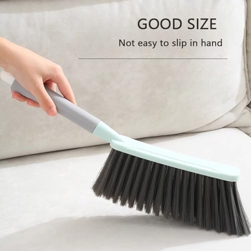 Image of Hand Broom with Long Handle, Soft Bristle Cleaning Brush, Multi-Purpose Duster for Bed, Car, Sofa, Furniture, Clothes, Carpet (Blue)