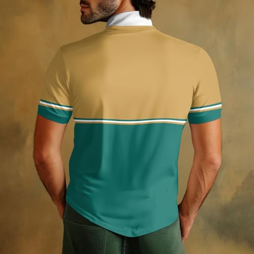 Mens Polo Shirts Short Sleeve Fashion Striped Golf Tops Casual Raglan2