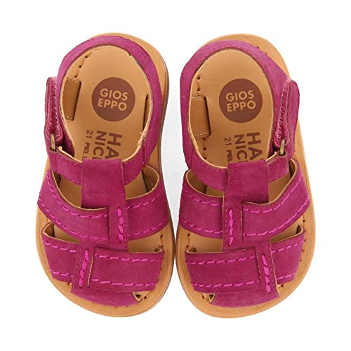 Sandales en peau fuchsia garçon Cabixi avec semelle crantée - 4
