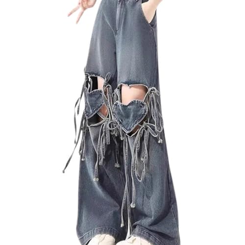 Y2K Aesthetic Cargo Track Pants, Cyber Fairy Grunge Pants, Casual Wide Leg Trousers Joggers, Gothic Ripped Jeans4