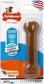 Nylabone Gentle Puppy Dog Teething Chew Toy Bone, Chicken Flavour, Small, for Puppies Up to 11 kg