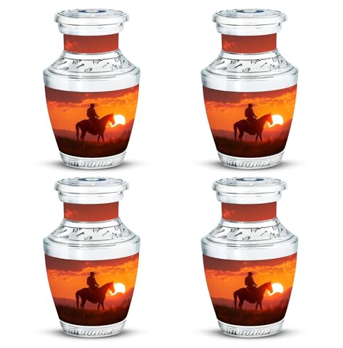 Image of Cowboy Urn - Mini Urn - Cremation Urn for Adults - Cremation Urn for Adults - Cremation Urns for Ashes (3 inch Pack of 4)