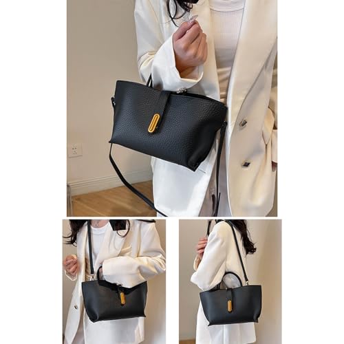Women Bucket Bag Solid Color Shoulder Bag PU Leather Handbag Korean Styles Crossbody Simple Messengers For Daily Solid Color3