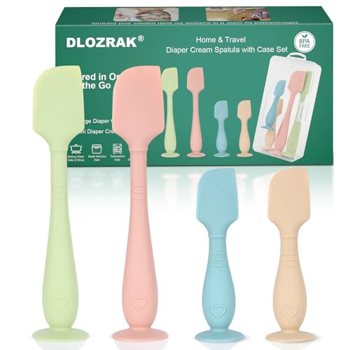 Image of 4-Pack Diaper Cream Spatula with Travel Case, Soft Baby Butt Spatula – Silicone Butt Paste Spatula, Convenient Diaper Spatula, Ideal Baby Shower Gift