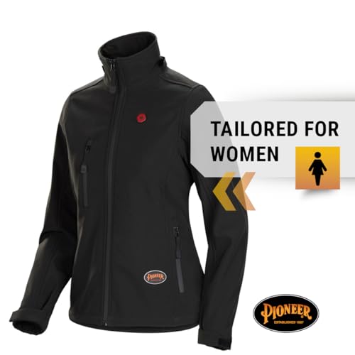 Pioneer Women’s Heated Softshell Jacket – For Winter and Cold Weather – Water Resistant - Detachable Hood and Pockets - Black3