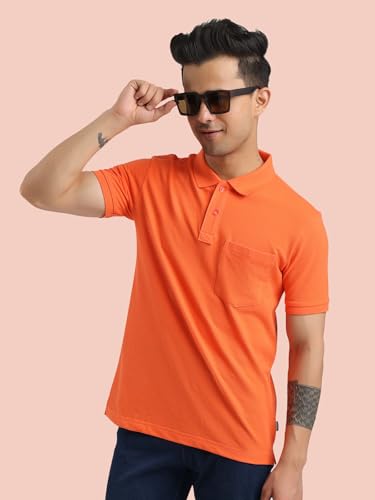 Image of Rupa Bumchums Men Super Combed Cotton Solid Half Sleeve Club Collar Polo Regular Fit T-Shirt with Chest Pocket
