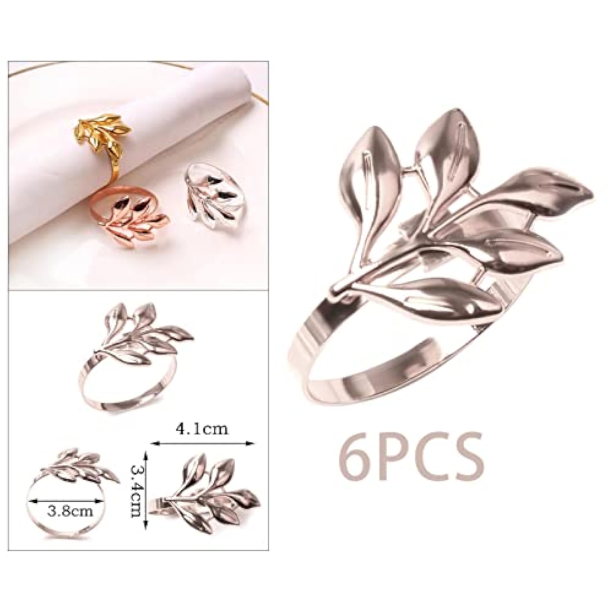 Delicate Leaf Design Napkin Holder for Party Ornament Silver