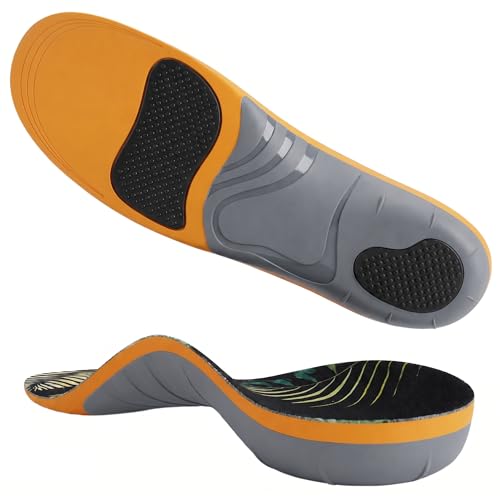 Image of CRUVHEAL 220+ lbs Plantar Fasciitis High Arch Support Insoles Men Women - Orthotic Shoe Inserts - Boot Work Shoe Insole (M, Golden)