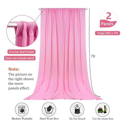 Image of 10 x 7 Feet Pink Backdrop Curtain for Partie, Background Curtains for Photoshoot, Birthday, Wedding, Halloween, Thanksgiving, Christmas, New Year Party Decorations 5Ft x 7Ft, 2 Panels