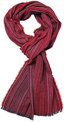 Rotfuchs Baumwollschal Herrenschal Damenschal Sommerschal blau bunt Streifen 190 x 50 cm Made in Germany (rot, (L X B) 190 x 50 cm)
