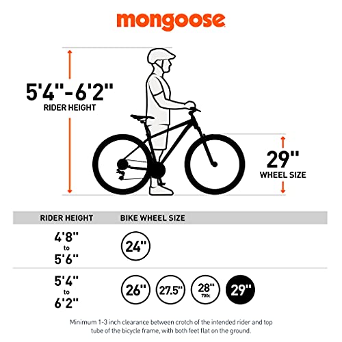 Mongoose Flatrock DX Mountain Bike, 29 Inch Wheel Bike for Men and Women, 21 Speed, Aluminum Frame, Front Suspension Fork for a Smooth Ride, Twist Shifters, Mechanical Disc Brakes, Adult Bicycle by Mongoose - Image 6