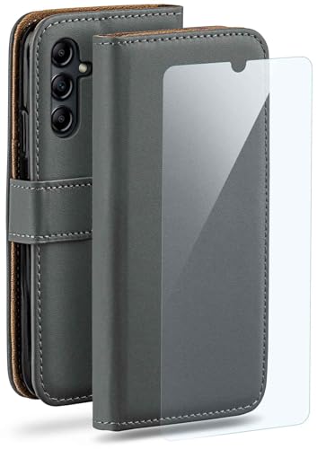Étui Samsung Galaxy A14 moex en cuir synthétique gris foncé avec protège-écran