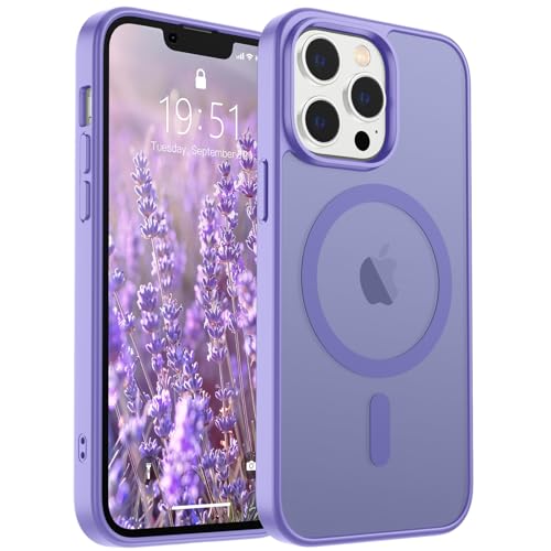 Image of SUPFINE Magnetic for iPhone 12 Pro Max Case (Compatible with MagSafe) (Military Grade Drop Protection) Slim Translucent Matte Shockproof with Anti-Fingerprint Phone Case,Purple