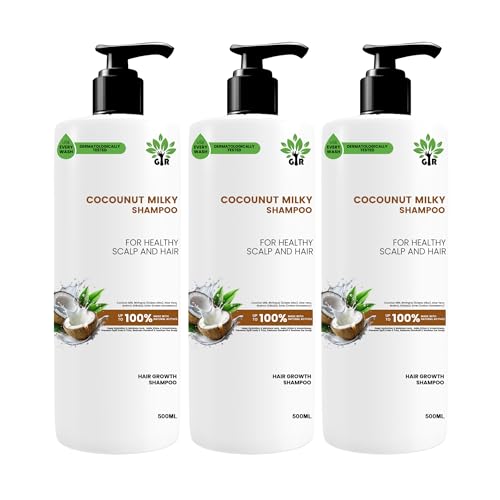 Image of GIR Coconut Milky Shampoo - Contains coconut Milk, PEPTIDES strength & shine | enhances hair's shine and strengthens hair | Paraben-Free| 100% vegan - 500ml x 3 Bottles (Total 1500ml)