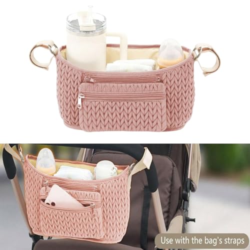 Bolso colgante práctico para cochecito color caqui miniatura 2