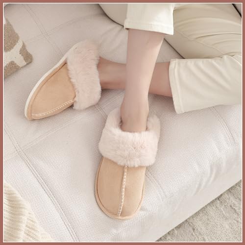 SNOWDROP Women's Memory Foam Slippers - Non-Slip Soft Warm Cozy Fluffy Fuzzy Faux Fur - Indoor Outdoor House Footwear4