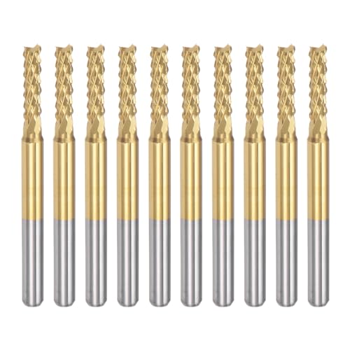 QUARKZMAN 10 Piezas de Fresas de Carburo de Titanio Recubiertas de 2.6mm para Fresadora CNC de Grabado para Máquina PCB, Vástago de 1/8
