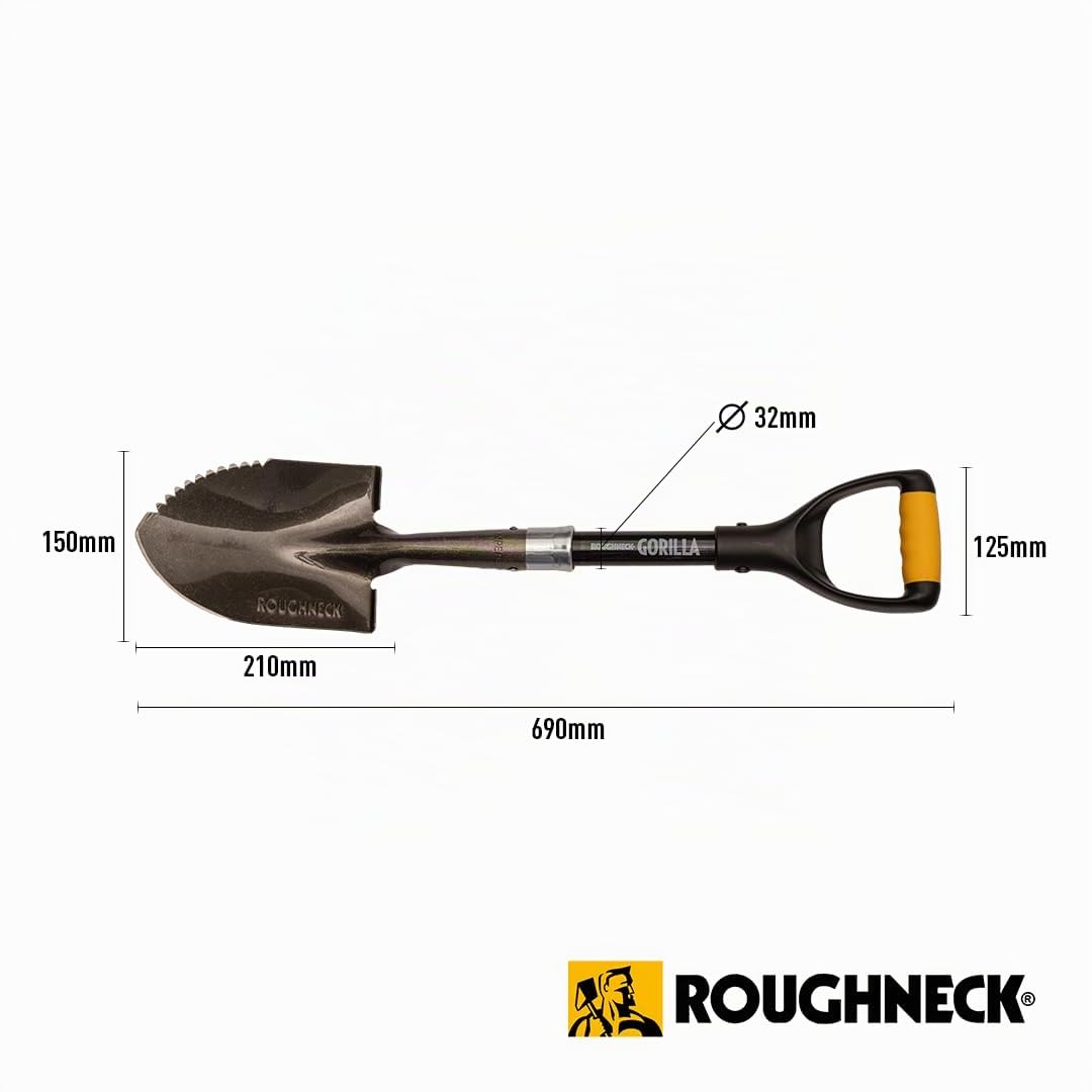 Roughneck Gorilla Sharp-Edge Mikrospaten 690 mm (27 Zoll) – Robustes Rundblatt zum Schneiden, Graben und Öffnen von Big Bags auf engstem Raum