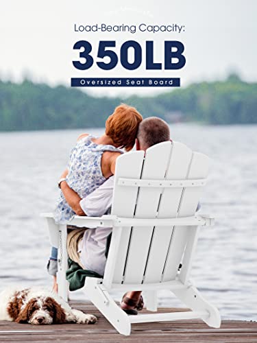 Kingyes Folding Adirondack Chair, Hdpe All-Weather Folding Adirondack Chair, White #TOP5