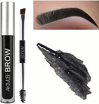 Waterproof Liquid Eyebrow Gels, Smudge-Proof, Sweat Resistant, Full Natural-24Hours Long Lasting Tinted Makeup Color Gel with Brow Pen (JET-BLACK)