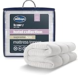 Silentnight Hotel Collection Mattress Topper Double Bed - Luxury Soft Silky Comfortable 5cm Thick Deep Mattress Protector Pad Cover with Deep Fit Elasticated Straps - Double
