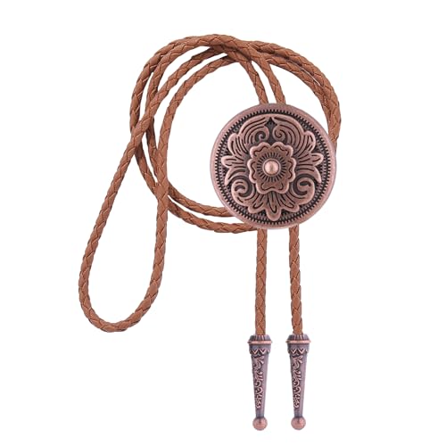 Image of GelConnie Floral Bolo Tie for Men Womens Bolo Tie Necklace Native American Black Men's Bolo Ties Western Cowboy Bolero Ties