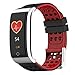Wsaman IP 68 Smartwatch, Actividad Health Tracker sueño Monitor Bluetooth podómetro Inteligente Pulsera táctil con Pulsómetro para Android/iOS,Rojo