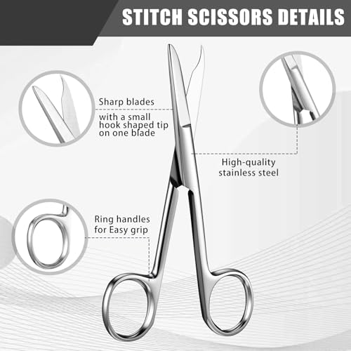 Image of BBTO Hemostat Curved and Straight Hemostat Forceps Piercing Pliers Forceps, Stainless Steel Straight and Curved Pliers, Fishing Tweezer(Silver,4 Pcs)