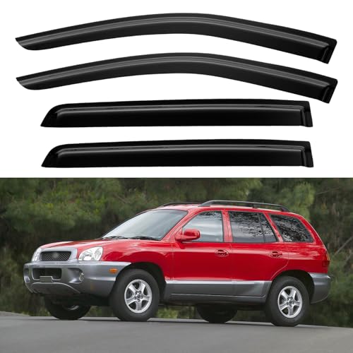 Image of Window Visors Rain Guards for 2001-2006 Hyundai Santa Fe, Out-Channel Window Vent Wind Deflectors Visors Shades for 01-06 Santa Fe