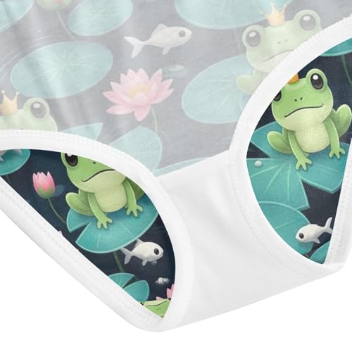 Toddler Girl Panties, Cute Cartoon Frogs Crowns Girls' Cotton Brief Underwear, 2–8 Years4