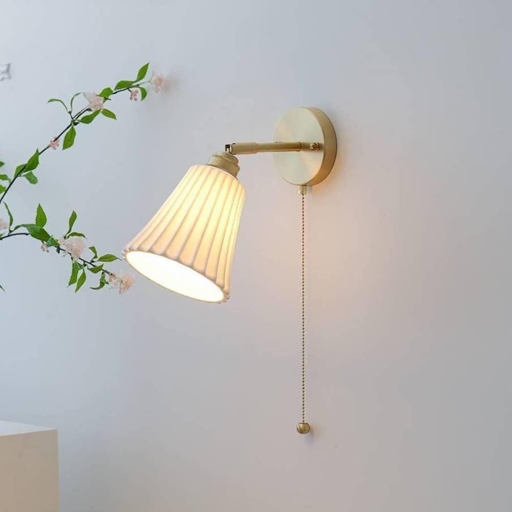 HYJAUSXB LED Modern Wall Mount Light V-intage Sconce with Pull Chain Switch Bedroom Bedside Lamp, Pendant