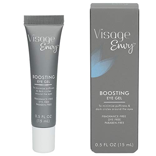 Visage Envy Boosting Eye Gel, Eye Serum to Minimize Puffiness & Dark Circles - Anti-Wrinkle Gel Infused with Caffeine and Cactus Extract - Lightweight Formula for Instant Hydration - 0.5 Ounce