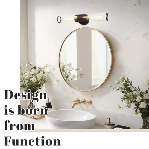 Image of Hamilyeah Black and Gold Bathroom Vanity Bar Light Fixture, 21 inch Bathroom Vanity Light Fixture Over Mirror, Modern Sconces Wall Lighting 2 Light for Kitchen, Living Room, Bedroom