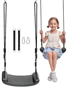 Fionrziy Schaukel, öhenverstellbare Kinderschaukel Outdoor, inderschaukel mit 2er Hängematte Gurte und 2er Karabinern, is 100 kg belastbar, ür Kinder ab 3 Jahren(Schwarz)